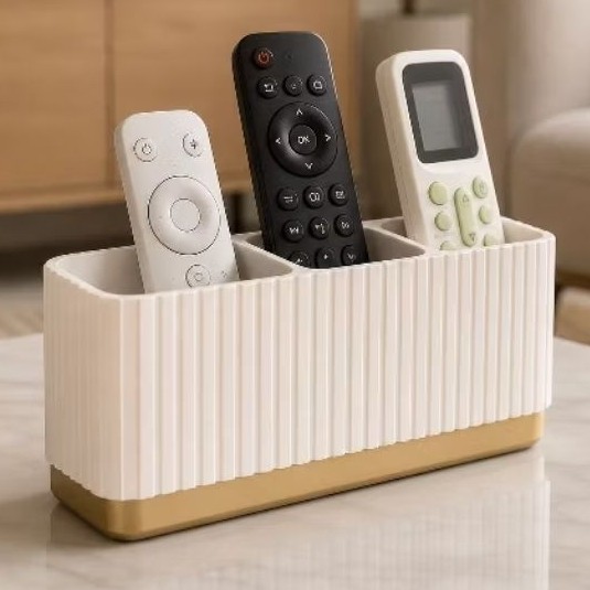Porta Controle Remoto De Mesa Premium Organizador 3 Controles Minimalista Sala TV Decoração Presente
