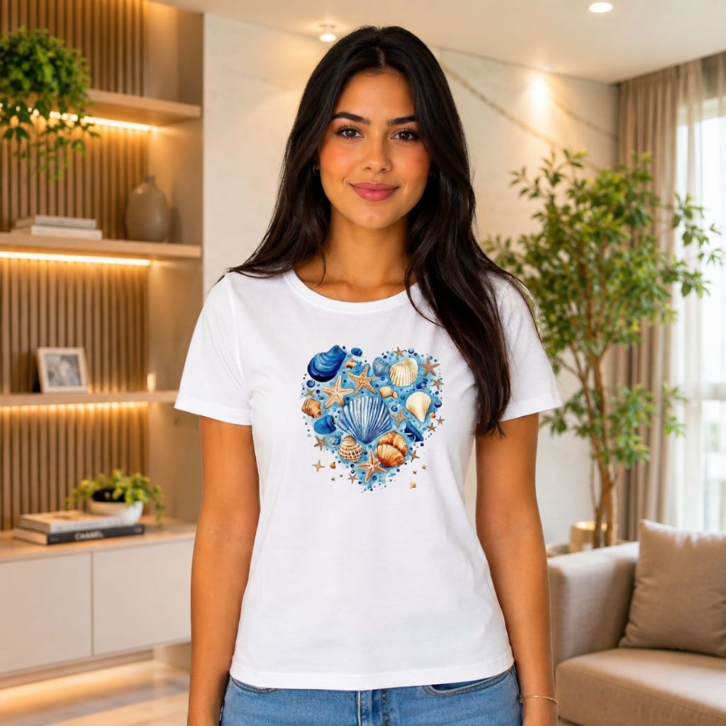 Camiseta Feminina Estampada 100% Algodão Básica Casual Confortável Moda Feminina T-shirt Baby Look Envio Imediato