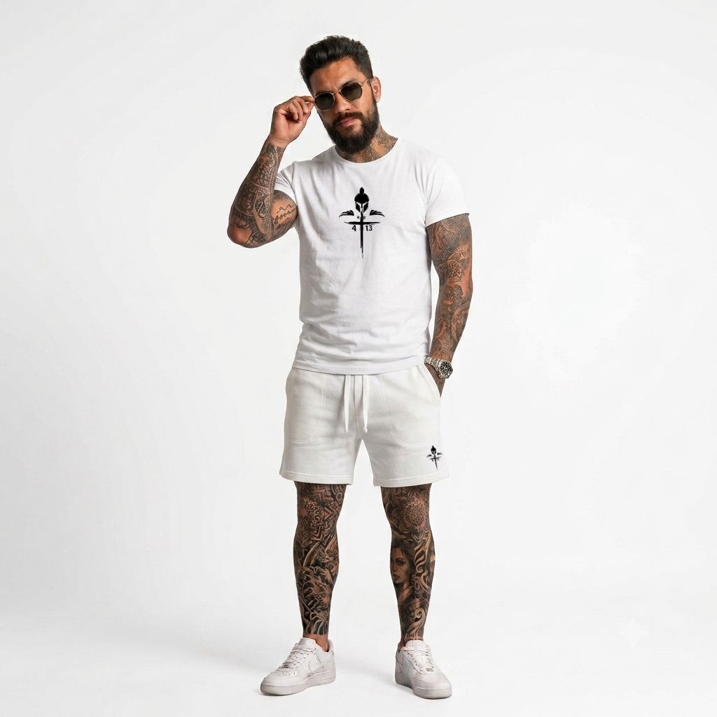 CONJUNTO CAMISETA E SHORT MASCULINO ESTILOSO CASUAL BERMUDA MOLETOM ALGODÃO CONFORTAVEL BASICO CB503