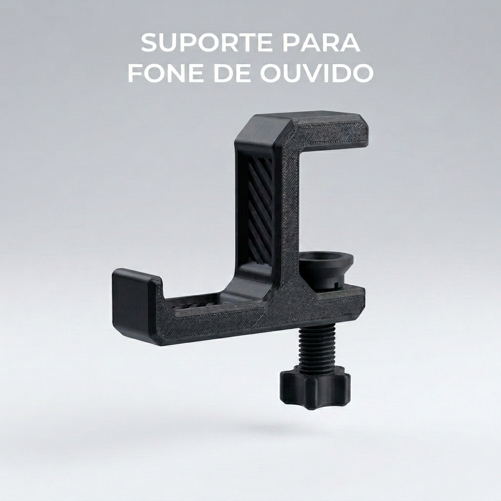 Suporte Para Fone De Ouvido Headset Gamer Regulável Mesa Sem Furar Premium