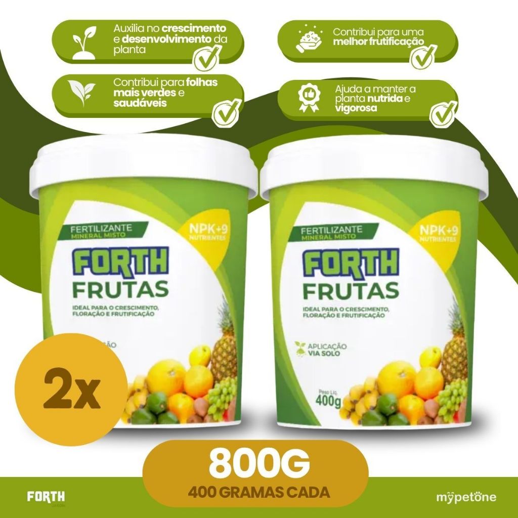 Kit 2 Adubo Fertilizante Forth Frutas 400g - Floração
