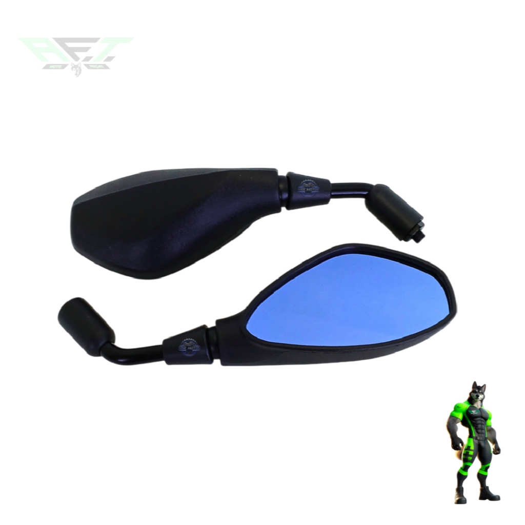 PAR DE RETROVISOR BMW FIXO HASTE CURTA ROSCA HONDA COM LENTE AZUL
