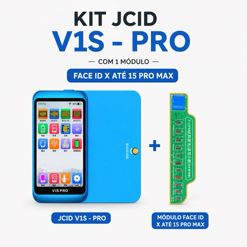 Título SEO  Kit JCID V1S Pro + Módulo Face ID X até 15 Pro Max | Programador iPh