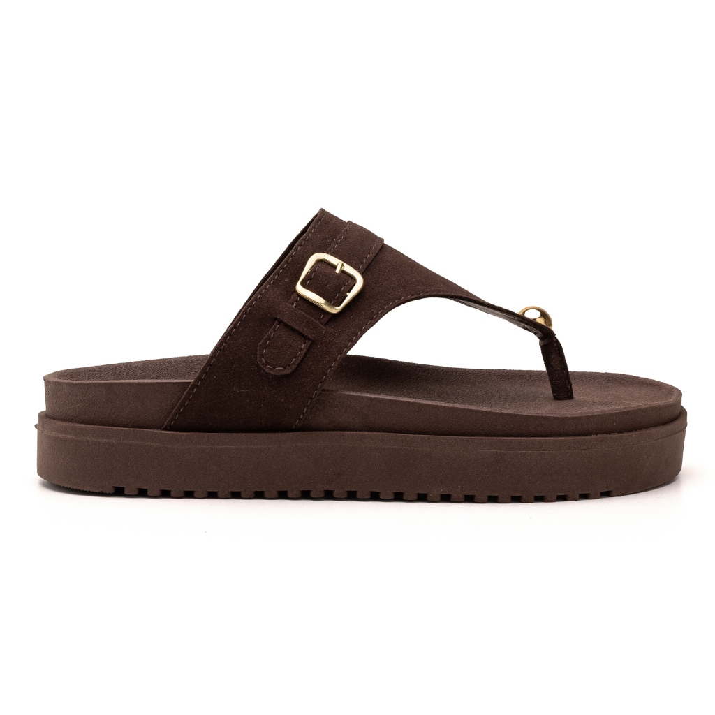 Sandália Papete Feminina FlatForm Plataforma Baixa Rasteira Verão Confortável Dedão Enfeitada Fivela Leve Casual