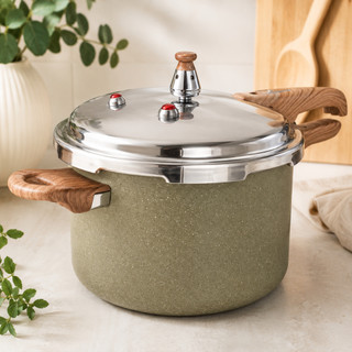 Panela de Pressão 4,2L Indução Antiaderente Verde Acinzentado Revestimento Cerâmico
