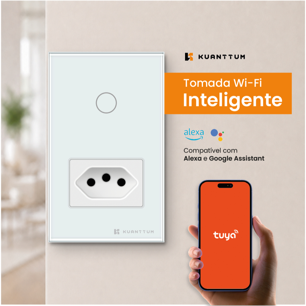 Interruptor Touch Inteligente Com Tomada Wi-Fi Kuanttum TK1011B