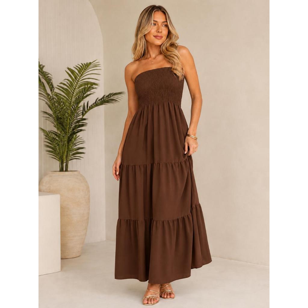 VESTIDO TOMARA QUE CAIA COM LASTEX LONGO SAIA TRES MARIA