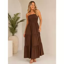 VESTIDO TOMARA QUE CAIA COM LASTEX LONGO SAIA TRES MARIA