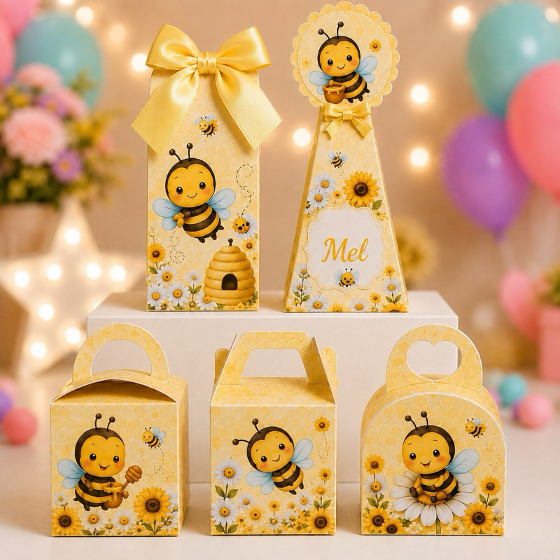 Caixinhas Personalizadas Abelha Abelhinha para lembrancinhas de festa, aniversário, mesversario.