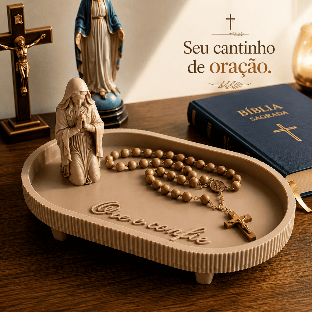 Porta Terço Nossa Senhora Porta Rosário Católico Decoração Religiosa Presente Religioso Altar Mesa