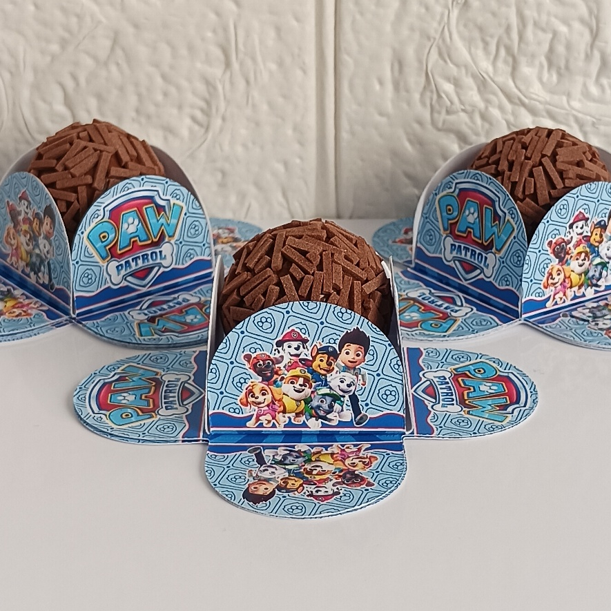 kit 50 á 300 Forminhas 4 Pétalas patrulha canina azul,para Docinhos,Brigadeiro,Festa Aniversario Infantil