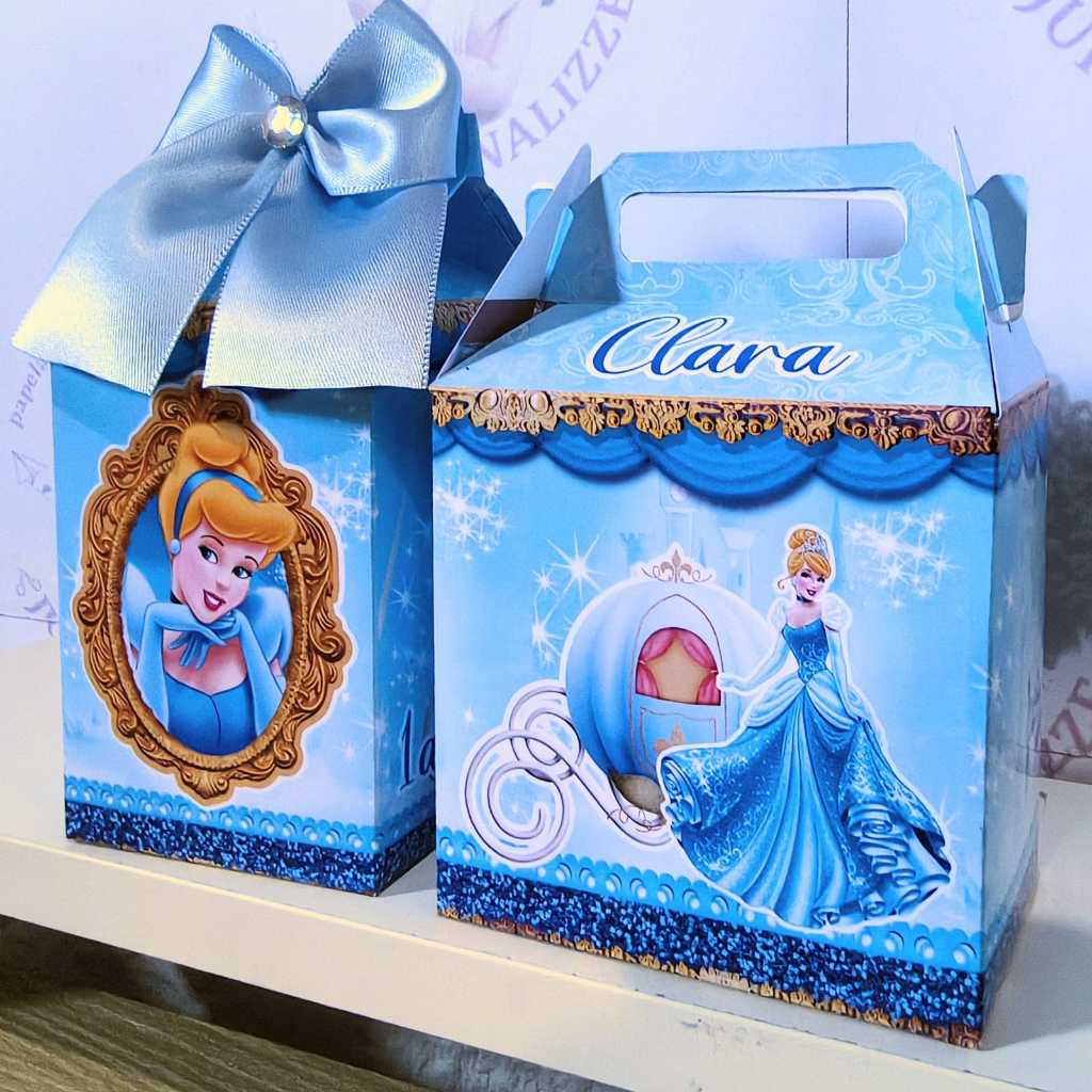 KIT FESTA PEGUE E MONTE FESTA MILK E MALETA | CAIXINHA PERSONALIZADAS LEMBRANCINHA PRINCESA CINDERELA PAPEL BRILHOSO