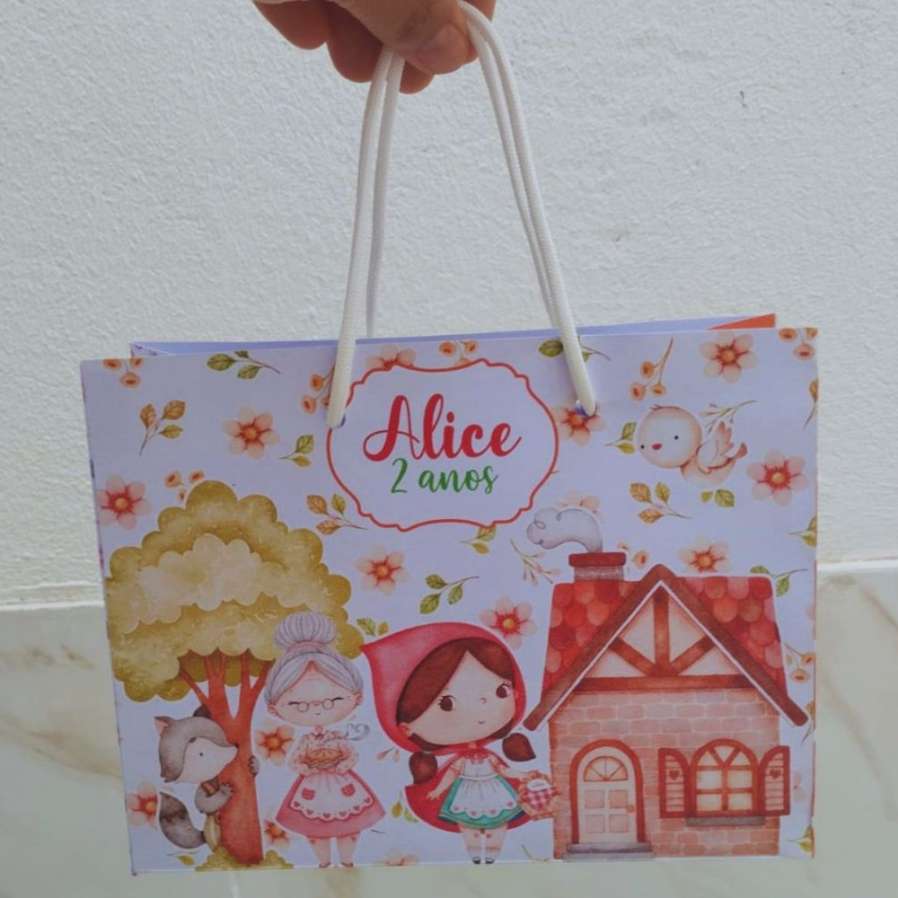 Sacolinha CHAPEUZINHO VERMELHO Personalizado Sacolinha Lembrancinha Aniversário CHAPEUZINHO VERMELHO AZUL PEGUE MONTE