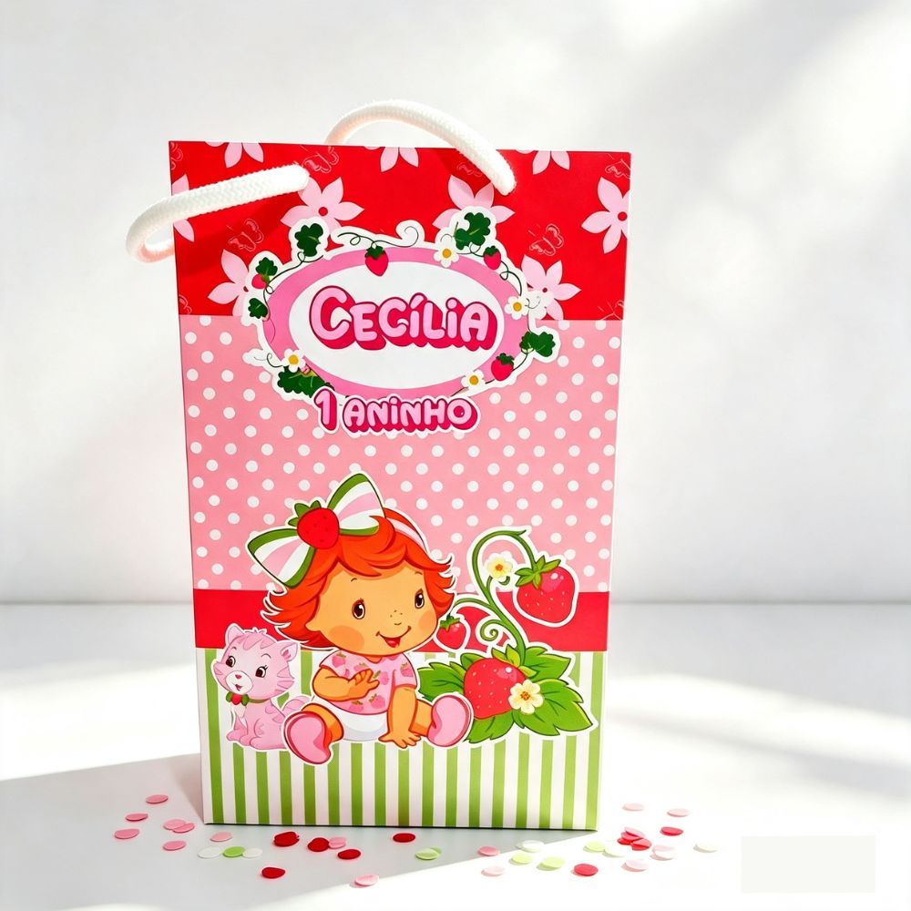 Sacolinha Moranguinho Baby Vermelha Tamanho P  Personalizada  /Lembrancinha  Festa /Aniversário Desmontadas