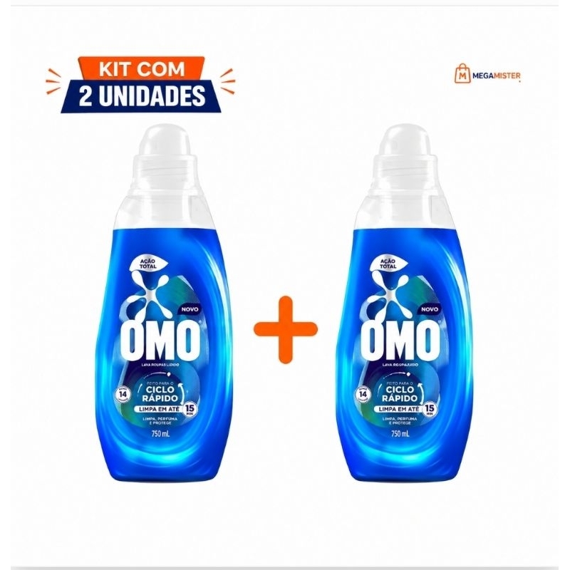 kit com 2 OMO Ciclo Rápido Ação Antiodor