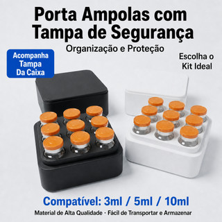 Caixa Porta Ampola Organizadora 3ml 5ml e 10ml Com Tampa Lab  Frascos Para Vacinas e Injeção 4/6/9/12