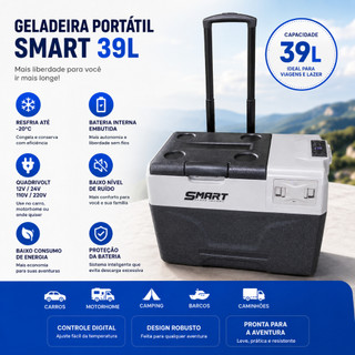 Geladeira Portátil 39l Quadrivolt com Bateria alça e rodinhas camping motorhome Quadrivolt