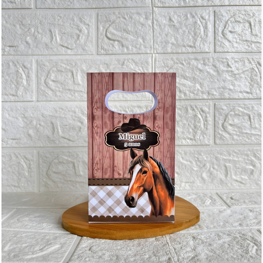 MONTE EM CASA - Sacolinha Surpresa Personalizada Cavalo - Tamanho PP - Festa Infantil - Aniversário – Lembrancinha
