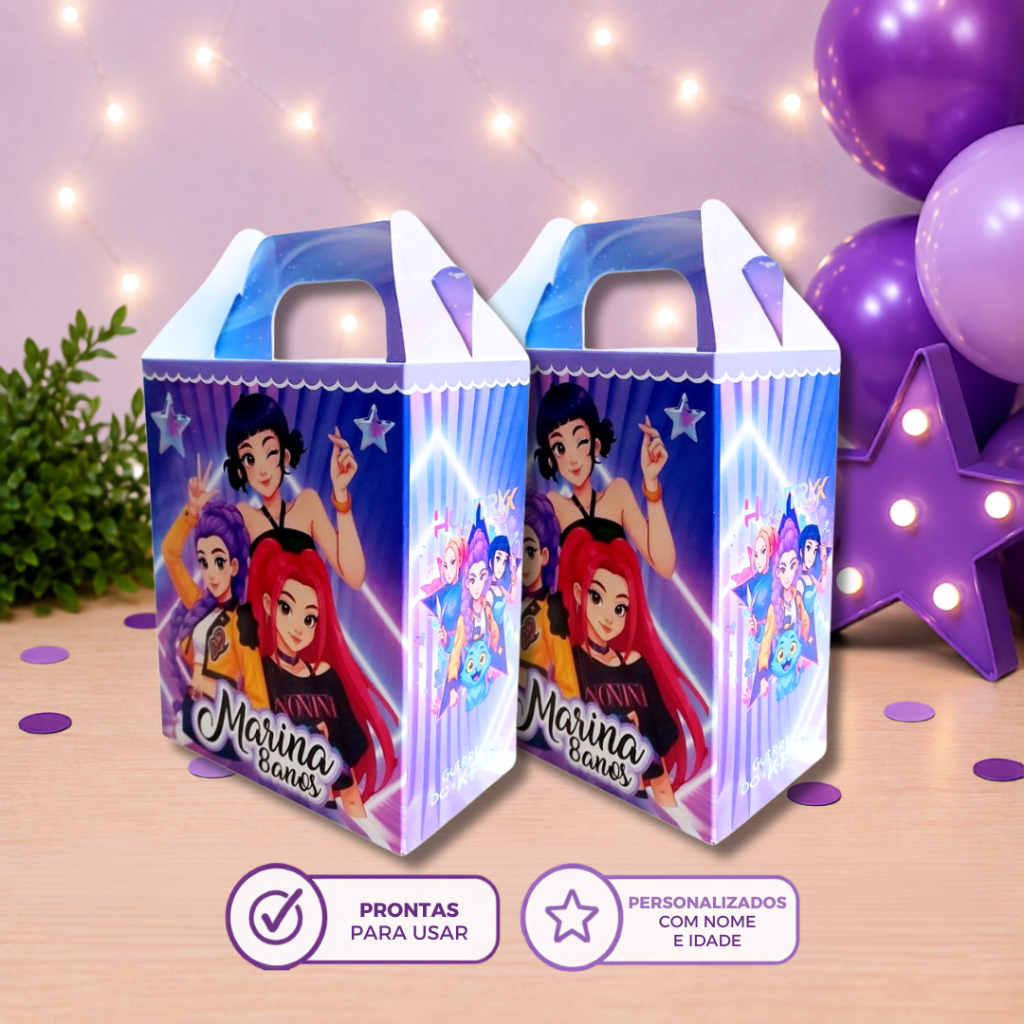 Caixa Maleta Guerreiras do K-pop Personalizada | Lembrancinha Aniversário | Festa Infantil