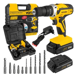 Parafusadeira Furadeira De Impacto 2 Baterias 20v Fonte Carregamento Bivolt Pfv238i Vonder