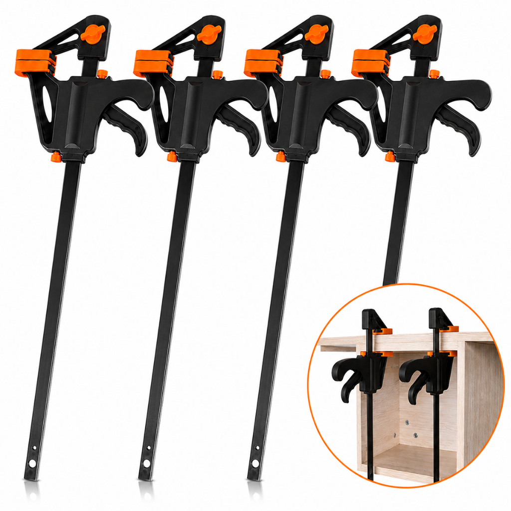 Kit Grampo Sargento Aperto Rápido Universal 19,5cm Ajustável para Marcenaria Madeira