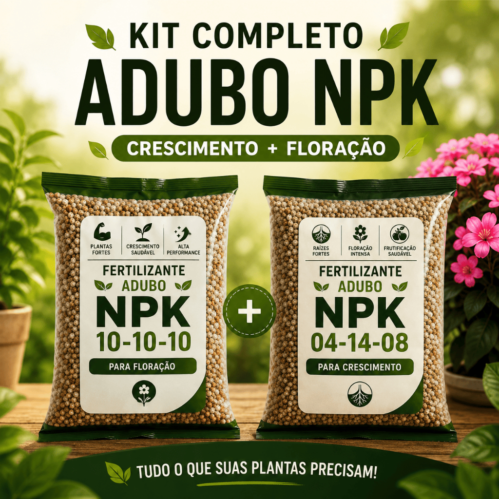 Kit Completo Adubo NPK 04 14 08 + 10 10 10 para Crescimento e Floração