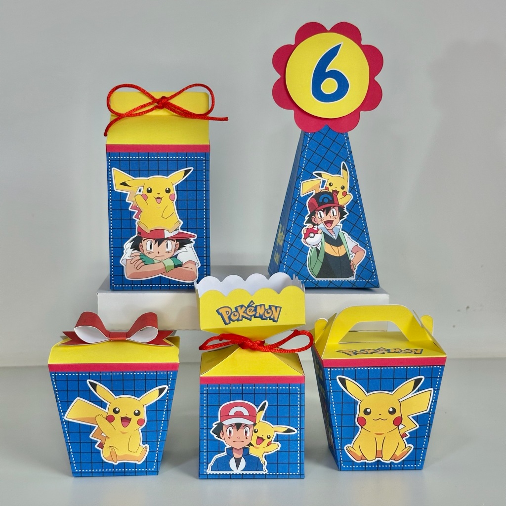 Kit Festa Pokemon Pegue e Monte - Lembrancinhas Personalizadas Caixinhas Personalizadas