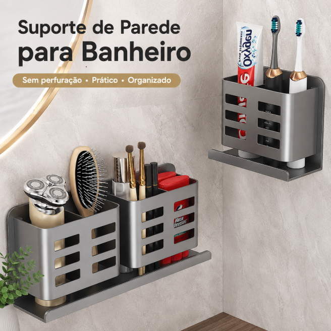 Suporte para escova de dentes, suporte para banheiro, montagem na parede, sem furação