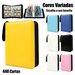 Fichário protetor de cartas com zíper, capa dura, 55 folhas para guardar até 440 cards Pokémon, Magic e Yu-Gi-Oh