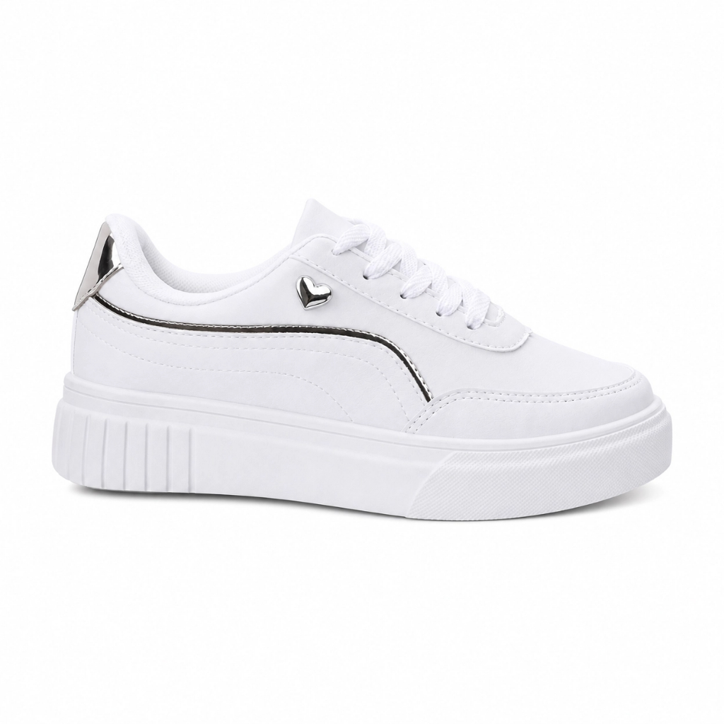 Tenis Feminino Casual Branco Elegante Resistente Macio Faculdade Trabalho Envio Full