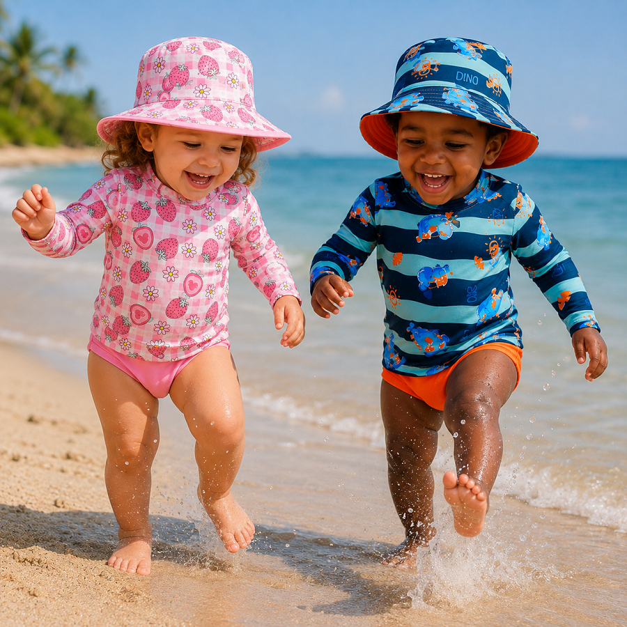 Conjunto De Praia Uv Proteção Solar | Biquini Infantil | Sunga Infantil + Camiseta Uv Infantil l Roupa Proteção UV 50+
