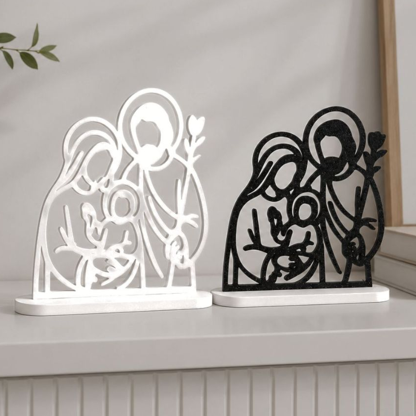 Kit Sagrada Família Decoração Religiosa Lembrancinha Casamento Batizado Presente Católico