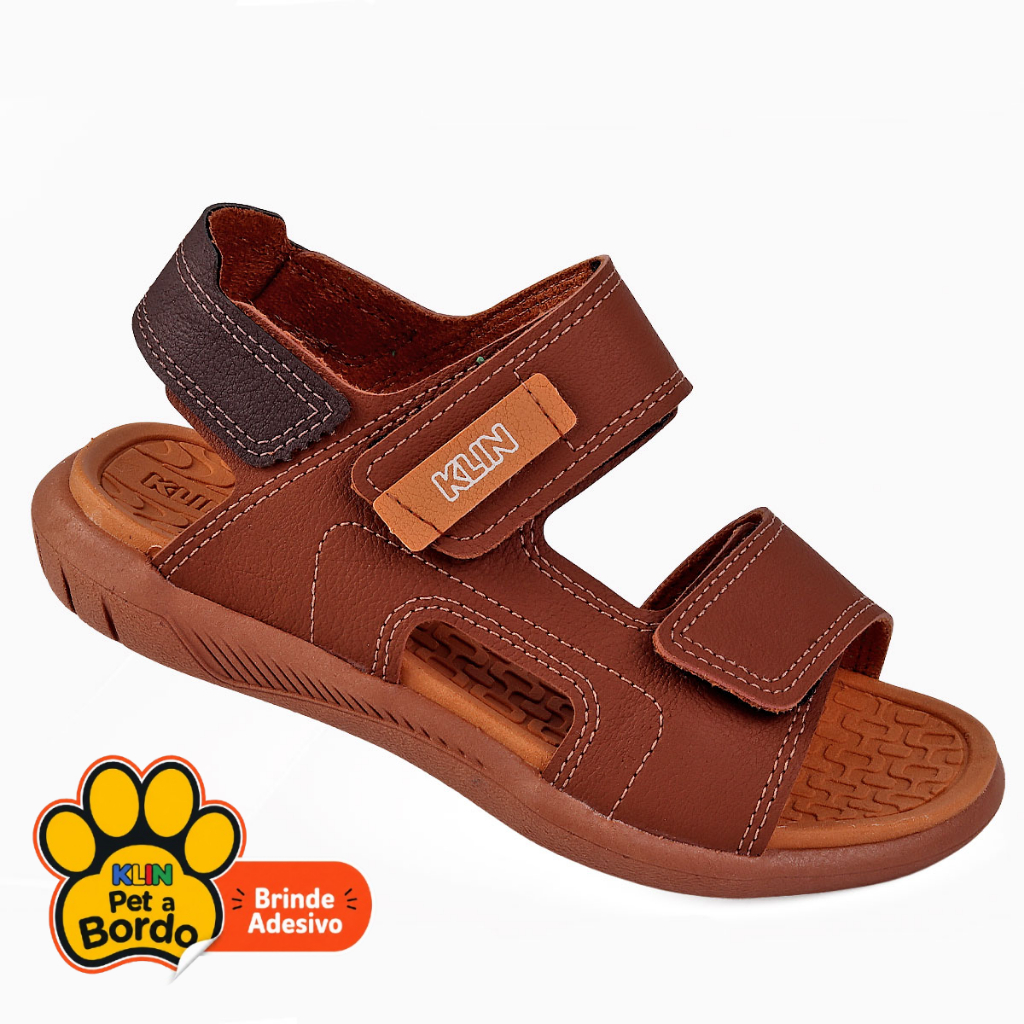 Papete Infantil Juvenil Menino KLIN Urban Anatômica Marrom - Calce Fácil Velcro