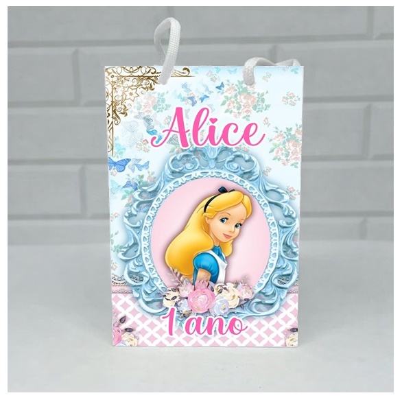 Sacolinha Personalizada Alice no País das Maravilhas  | Personalizados lembrancinhas mimos