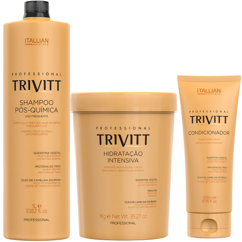 Kit Shampoo Pós Química Trivitt 1L Hidratação Intensiva 1kg E Condicionador Trivitt
