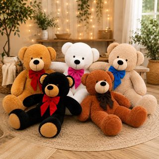 Urso de Pelúcia Gigante Teddy Ursinho 1,10m e 90cm Com Laço Soft Antialérgico