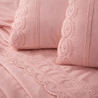 Lençol Casal Queen Solteiro King 400 Fios Jogo Bordado Inglês Roupa de Cama Toque Aveludado