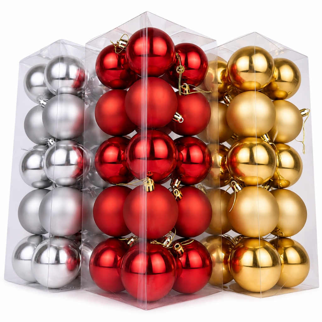 Kit Bolas De Natal 6 Cm Luxo Natalinos Decoração Brilhante Lisa