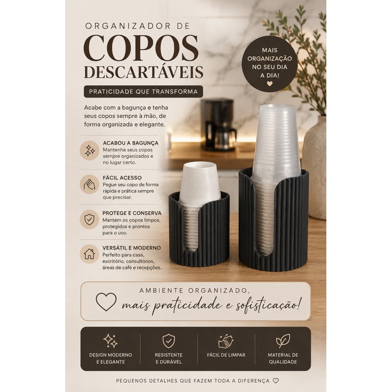 OrganizaCopo Premium – Suporte Organizador para Copos Descartáveis