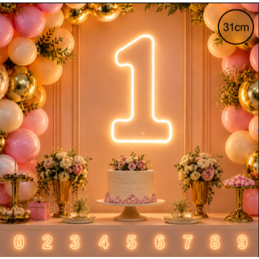 Número neon 31cm Oferta Luminoso Led Neon Números 30cm p/Decoração, Festas - 110/220v,30cm,de mesa e parede,