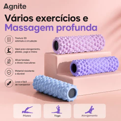 Rolo Massageador Liberação Miofascial Foam Roller EVA Deli Agnite Pilates Yoga Alongamento
