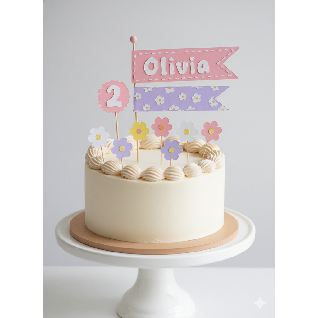 Topo de bolo Jardim Encantado Candy Colors | Decoração para Bolos Margaridas | Festa Personalizada Flores — imagem 2 de 2