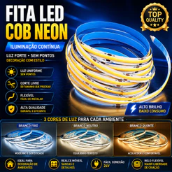 Fita Led Cob 3000k 4000K 6000K 5mts 8mm 320 led/M 12v Ip20 Para Perfil