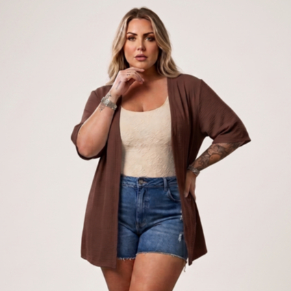 Kimono Cardigan Saida de Praia G1 G2 G3 Plus Size Kimono Leve e Soltinho Confortavel Preto Azul marinho Verde militar