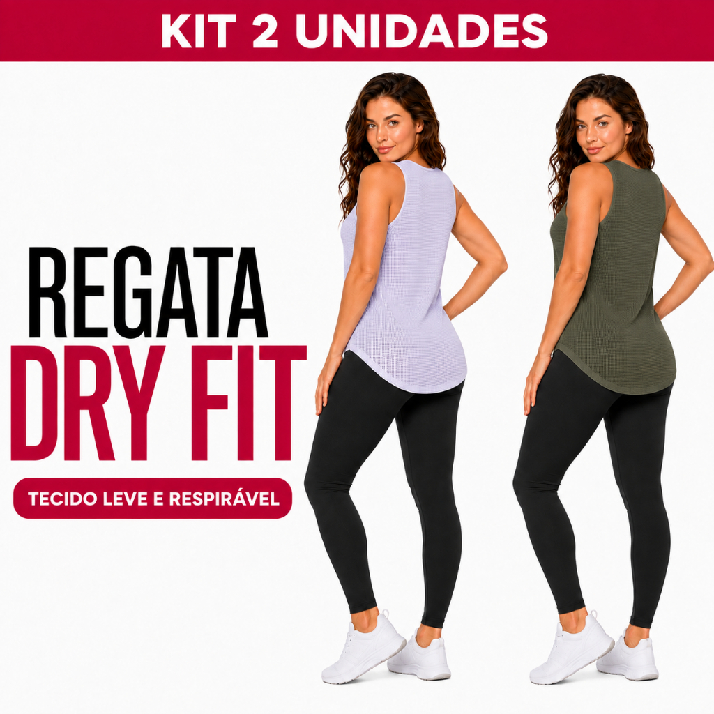 Kit 2 Regatas Feminina Fitness Dry Fit para Academia Treino e Corrida em Poliéster com Elastano P/GG