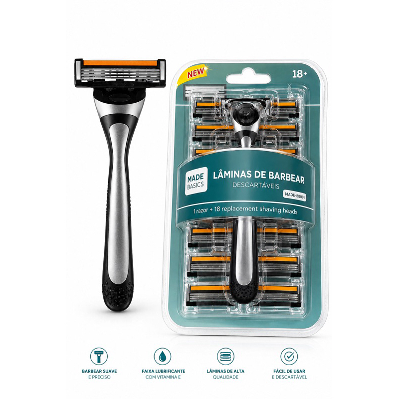 Aparelho de Barbear 3 Lâminas + 18 Cartuchos (ENVIO IMEDIATO)