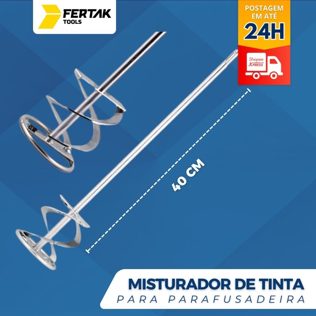 Misturador Tinta Areia Argamassa SDS Plus 80x400mm Fertak