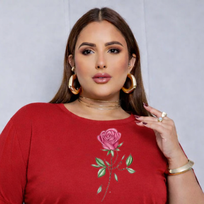 Camiseta Tshirt Feminina Estilosa Estampa Confortavel  Camiseta Algodão Camisetão Oversized Plus Size