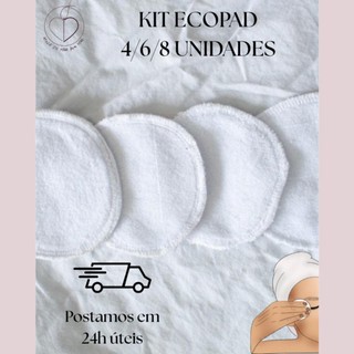 Kit Ecopad Discos de Limpeza Facial 100% Algodão Reutilizável Skincare Sustentável Lavável