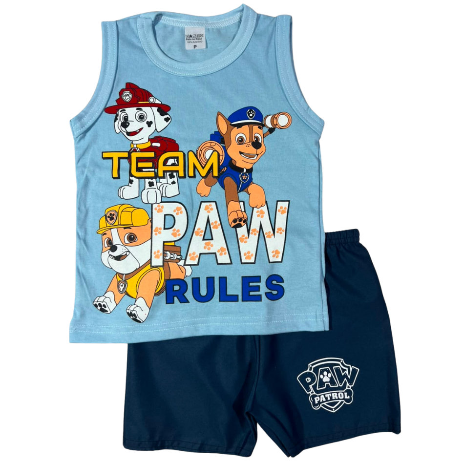 Conjunto Patrulha Canina Camiseta e Bermuda Infantil Menino Lançamento